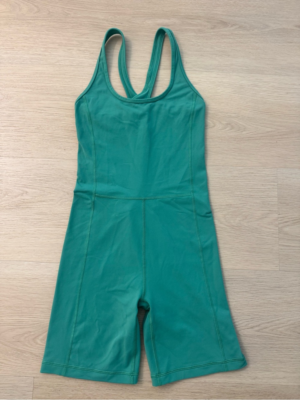 TnAction- Aritzia Green Active Romper Biker Short One Piece Size Small